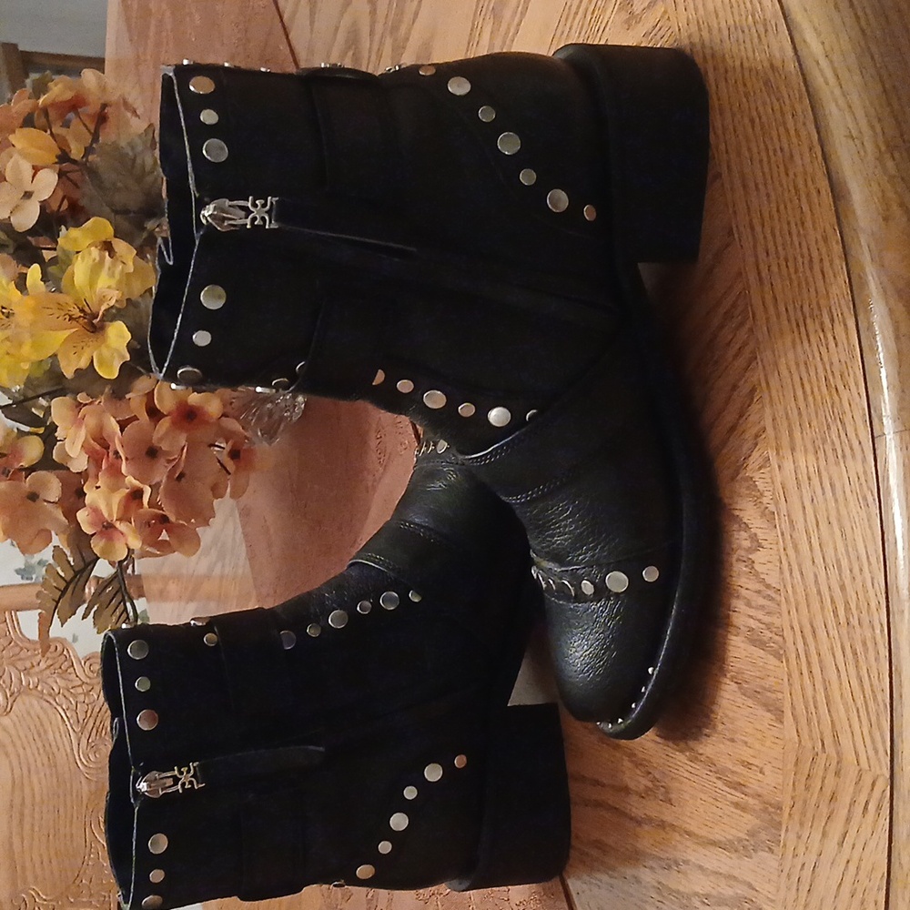 Sam Edelman DREA Black Leather Studded Boots - Picture 6 of 10